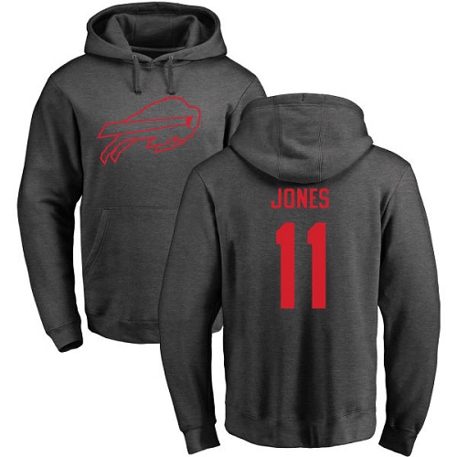 Men NFL Buffalo Bills #11 Zay Jones Ash One Color Pullover Hoodie Sweatshirt->buffalo bills->NFL Jersey